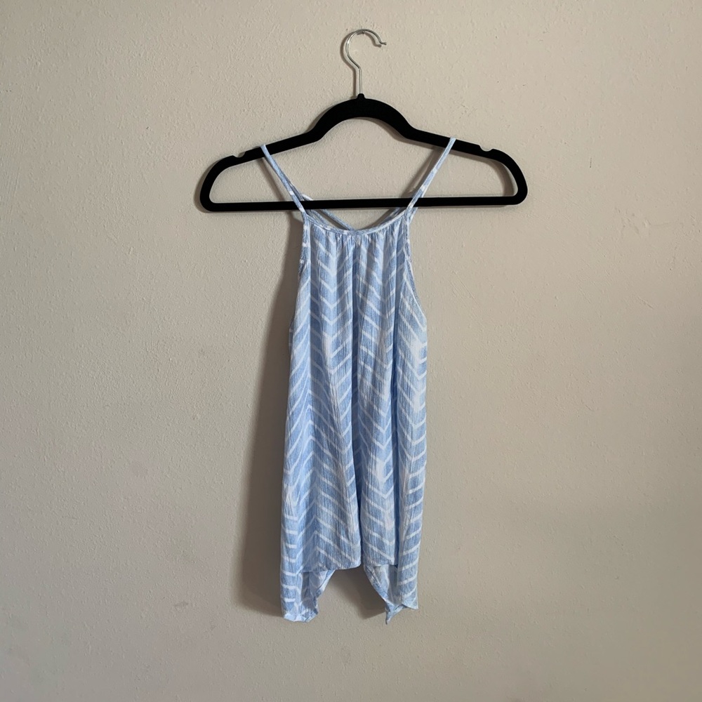 Monteau Blue White Tie Dye Strappy Back Tank